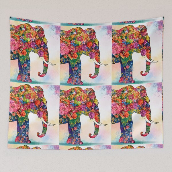 Item preview, Elephant Silhouette. Floral elephant, Fantasy Elephant, colorful elephant designed and sold by ElephantVibes.