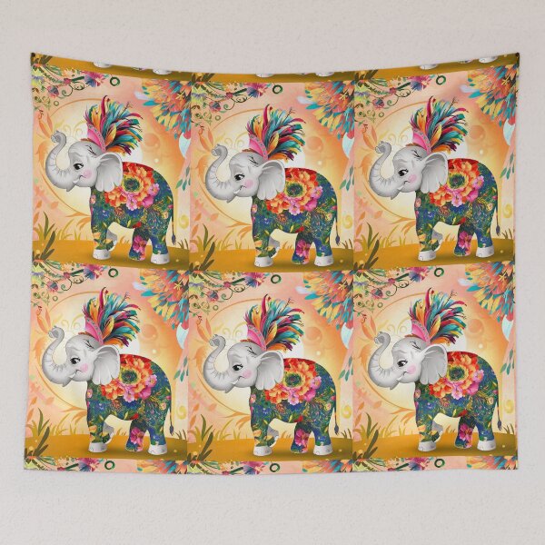Item preview, Elephant Silhouette. Floral elephant, Fantasy Elephant, colorful elephant designed and sold by ElephantVibes.