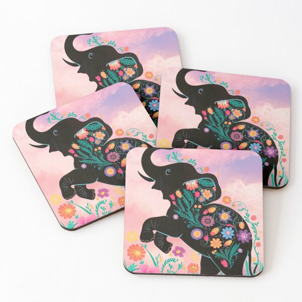 Item preview, Elephant Silhouette. Floral elephant, Fantasy Elephant, colorful elephant designed and sold by ElephantVibes.