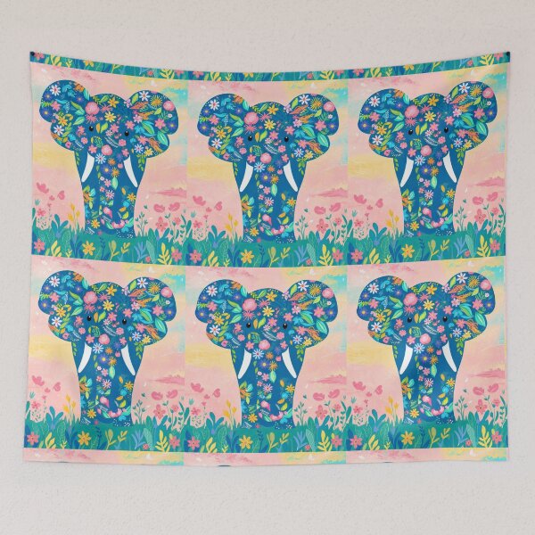 Item preview, Elephant Silhouette. Floral elephant, Fantasy Elephant, colorful elephant designed and sold by ElephantVibes.