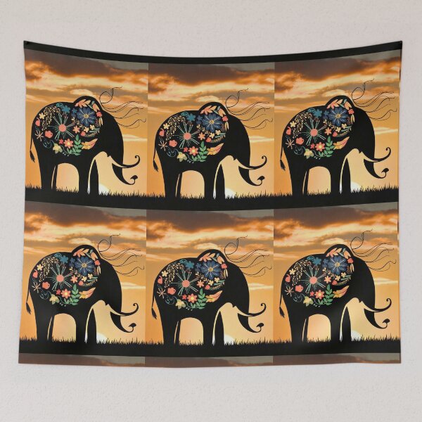 Item preview, Elephant Silhouette. Floral elephant, Fantasy Elephant, colorful elephant designed and sold by ElephantVibes.