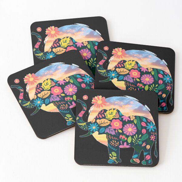 Item preview, Elephant Silhouette. Floral elephant, Fantasy Elephant, colorful elephant designed and sold by ElephantVibes.