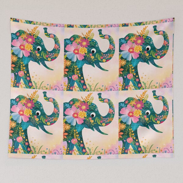 Item preview, Elephant Silhouette. Floral elephant, Fantasy Elephant, colorful elephant designed and sold by ElephantVibes.