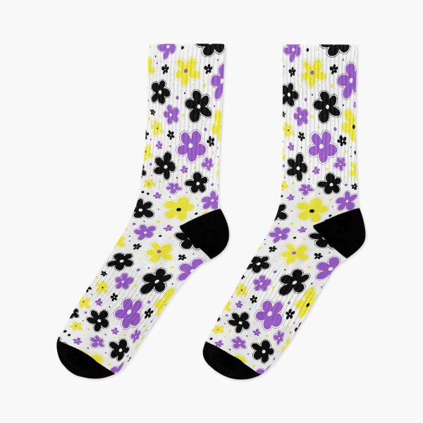 Item preview, Nonbinary Pride Flag Flowers Doodle Yellow Purple designed and sold by JoyfulJen.