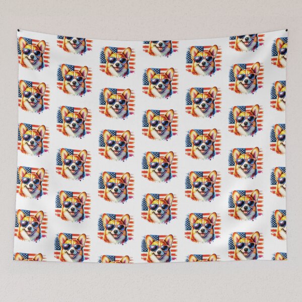 Item preview, Watercolor American Flag Corgi designed and sold by TheAnimalZ00.