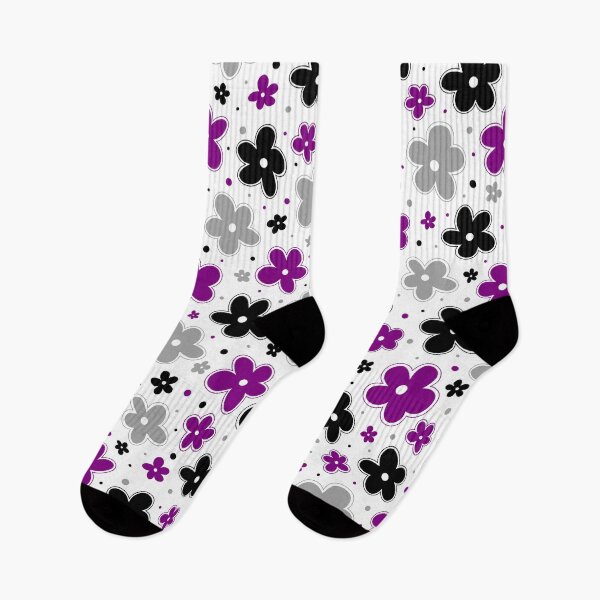 Item preview, Ace Pride Flowers Doodle Purple Gray Black White designed and sold by JoyfulJen.