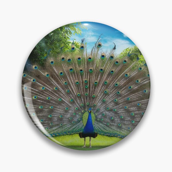 Item preview, Majestic and beautiful peacock in a green field designed and sold by Bellas-Artes-99.