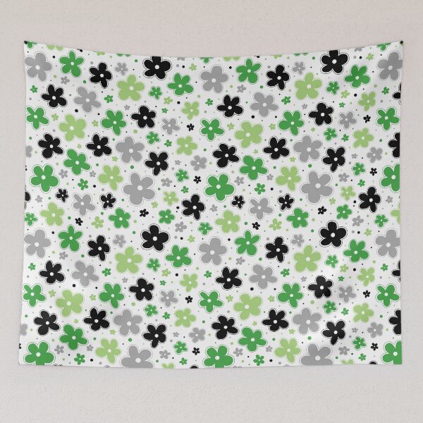 Item preview, Aro Aromantic Pride Flowers Doodle Green designed and sold by JoyfulJen.