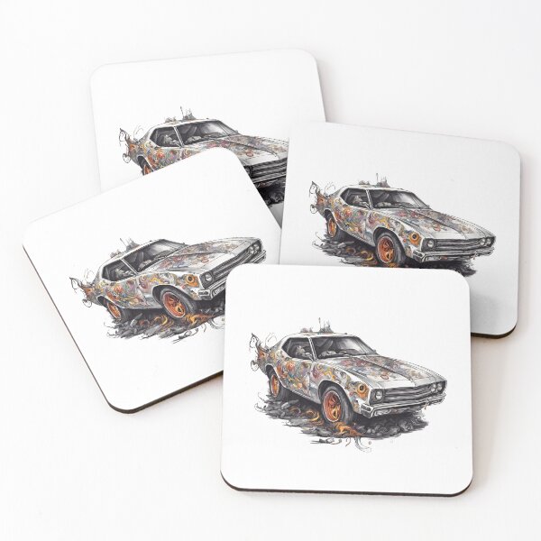 Item preview, Muscle Car with Flames | Hot Rod Illustration | Bold Automotive Art designed and sold by Epic--Art.