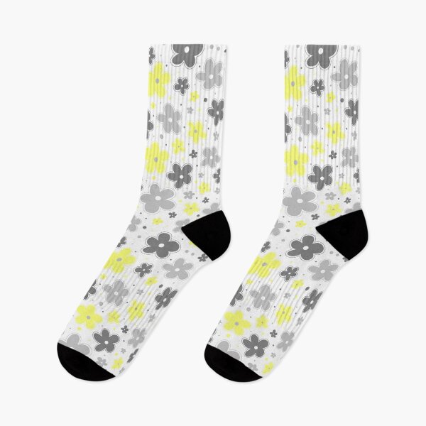 Item preview, Demigender Pride Flowers Doodle Grey White Yellow designed and sold by JoyfulJen.