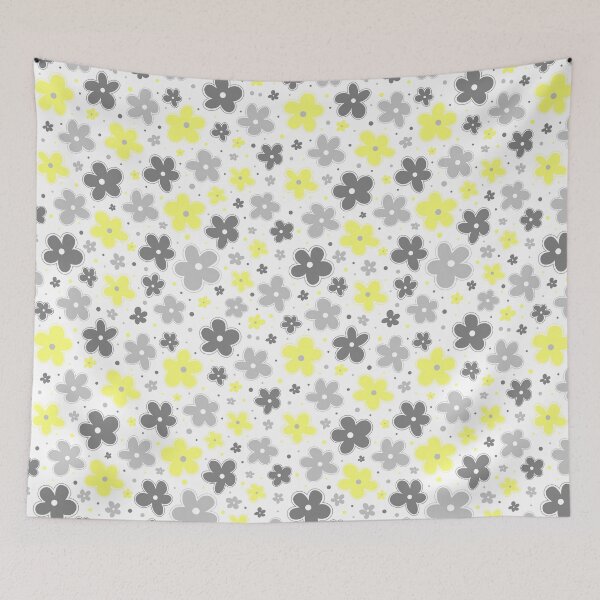 Item preview, Demigender Pride Flowers Doodle Grey White Yellow designed and sold by JoyfulJen.