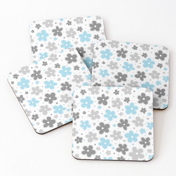 Item preview, Demiboy Pride Flowers Doodle Grey White Blue designed and sold by JoyfulJen.