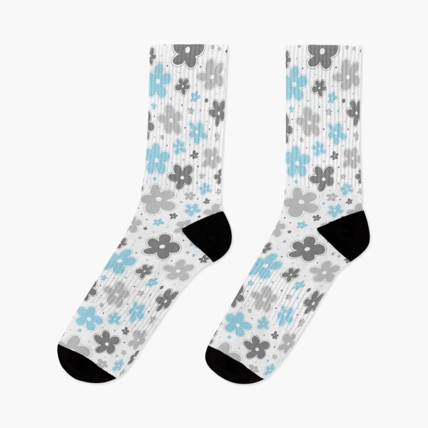 Item preview, Demiboy Pride Flowers Doodle Grey White Blue designed and sold by JoyfulJen.