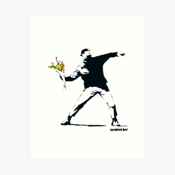 Aperçu de l'œuvre Banksy - Lanceur de fleurs créée et vendue par URBANZ.