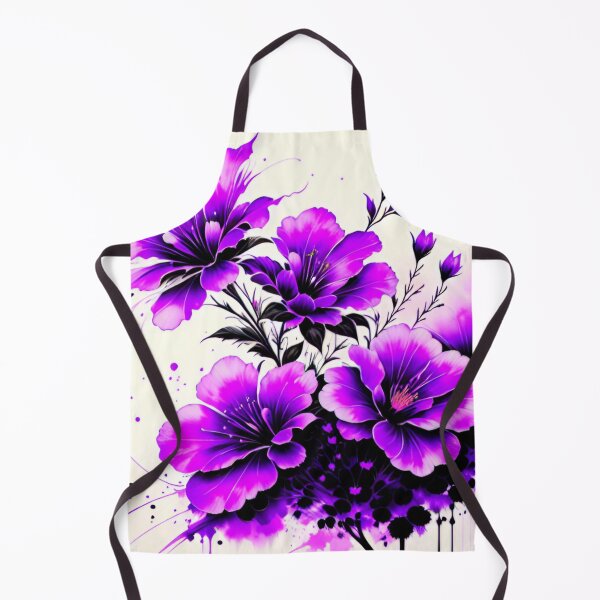 Item preview, Abstract Purple Flowers with Ink Blots designed and sold by rowanlafolle.