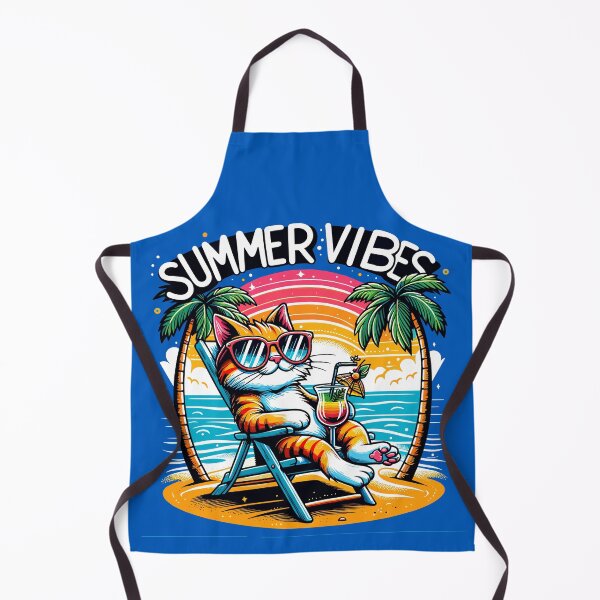 Item preview, Cool Cat Summer Vibes on Beach Chair designed and sold by ArtfulHunter.