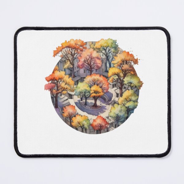 Item preview, Colorful Autumn Trees in a Courtyard in WaterColor Paint designed and sold by EmeraldCauldren.