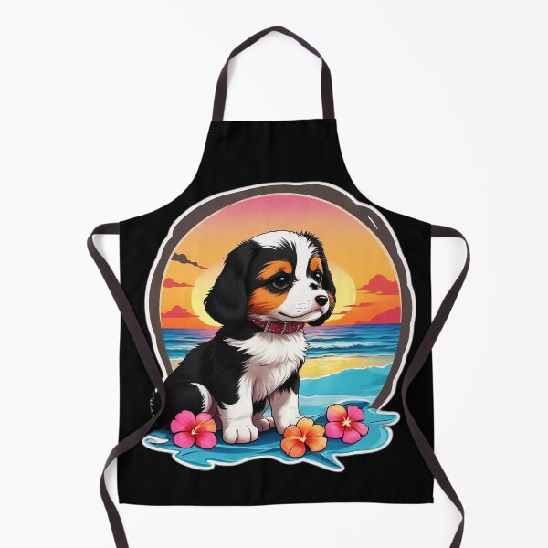 Item preview, Lovely Puppy By the Ocean with Hawaiian Orchids designed and sold by NautiChic.