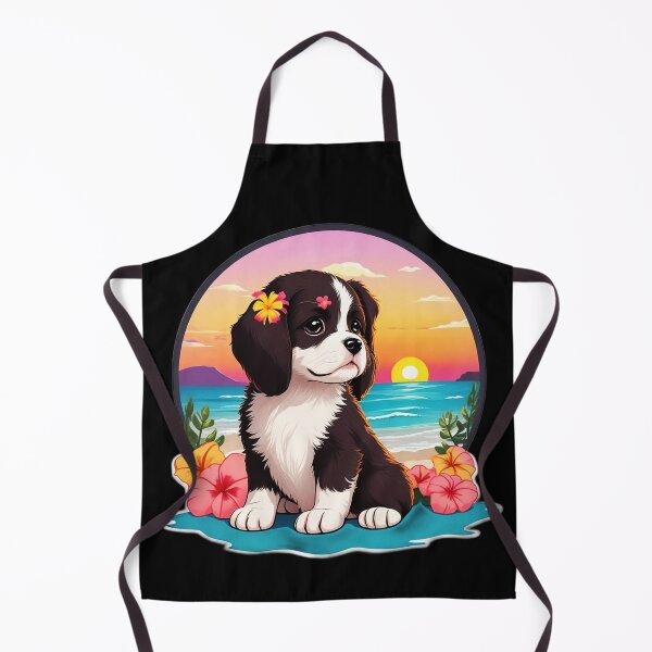 Item preview, Sunset Beach Puppy By the Ocean with Hawaiian Orchids designed and sold by NautiChic.