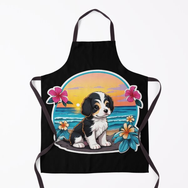 Item preview, Beach Lover Puppy By the Ocean with Hawaiian Orchids designed and sold by NautiChic.