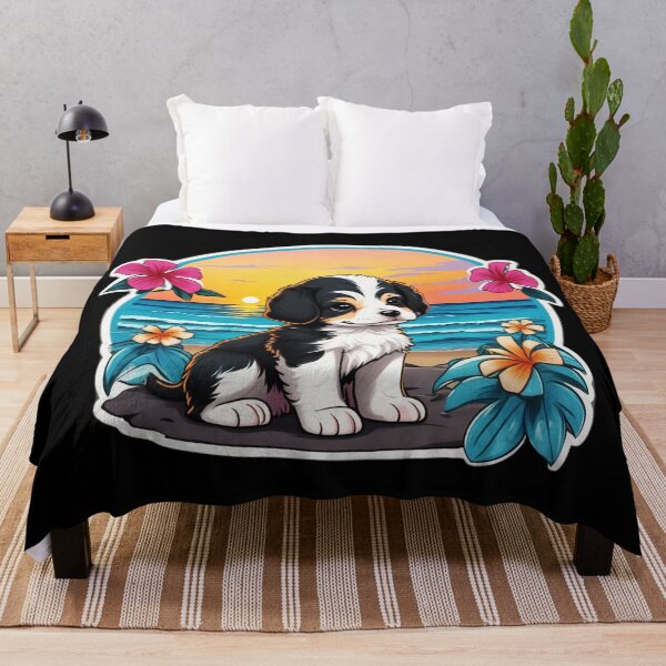 Item preview, Beach Lover Puppy By the Ocean with Hawaiian Orchids designed and sold by NautiChic.