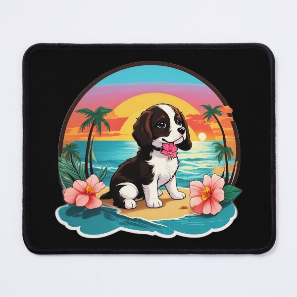 Item preview, Bow Tie Puppy By the Ocean with Hawaiian Orchids designed and sold by NautiChic.
