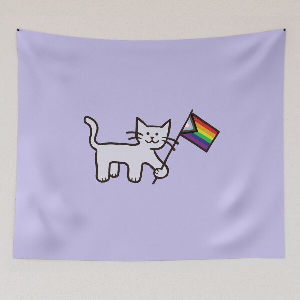 Item preview, Progress Pride Flag Cat designed and sold by sunlucky.
