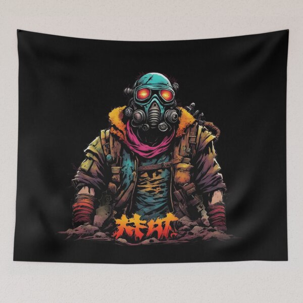 Item preview, Gas Mask, Wastelander, Post Apocalyptic, Kanji designed and sold by Burn-Ego.
