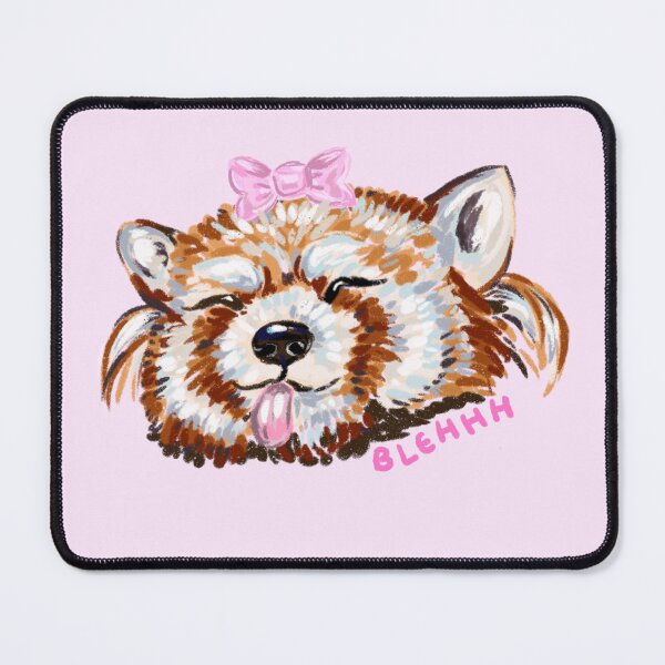 Item preview, BLEHHH Red Panda Sticking Her Tongue Out with Bow (Bubble Font) designed and sold by NurseLauraDraws.