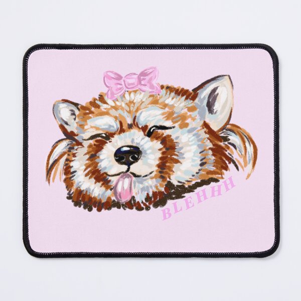 Item preview, BLEHHH Red Panda Sticking Her Tongue Out with Bow (Hoefler Font) designed and sold by NurseLauraDraws.