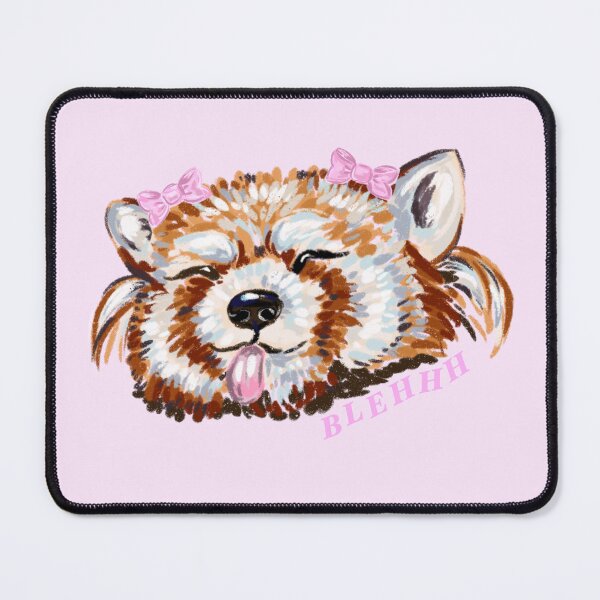 Item preview, BLEHHH Red Panda Sticking Her Tongue Out with Two Bows (Hoefler Font) designed and sold by NurseLauraDraws.