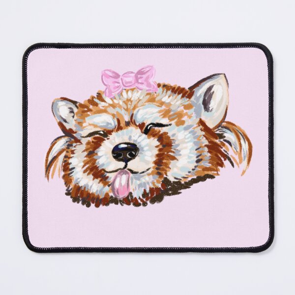 Item preview, Red Panda Sticking Her Tongue Out with Bow designed and sold by NurseLauraDraws.