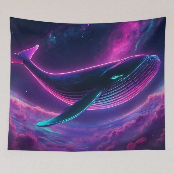 Item preview, Neon whale floating in space designed and sold by M-Y-A-R-T-.