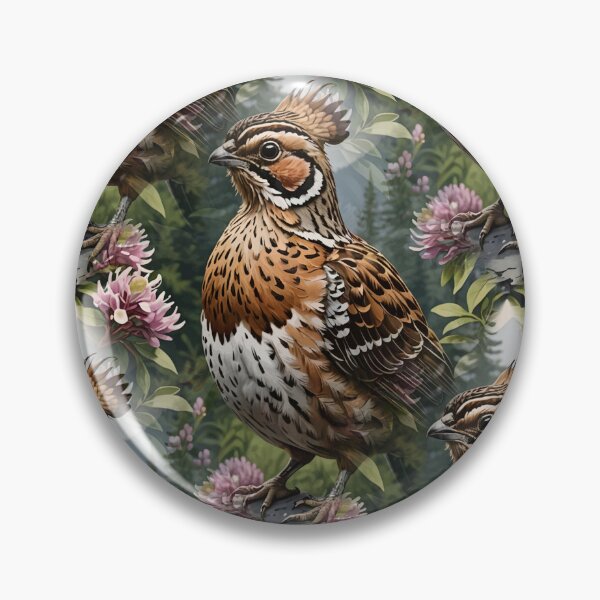 Item preview, Ruffed Grouse Surrounded By Mountain Laurel Flowers Pattern designed and sold by taiche.