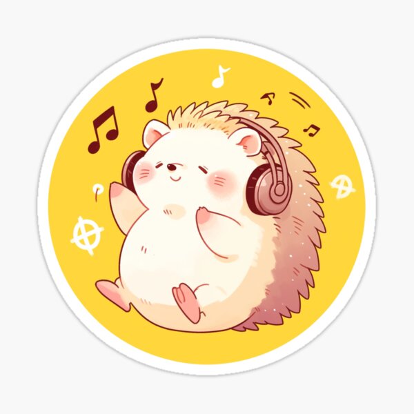 Item preview, Cute Hedgehog Listening to music designed and sold by SMARTKIT  DESIGNAGENCY.
