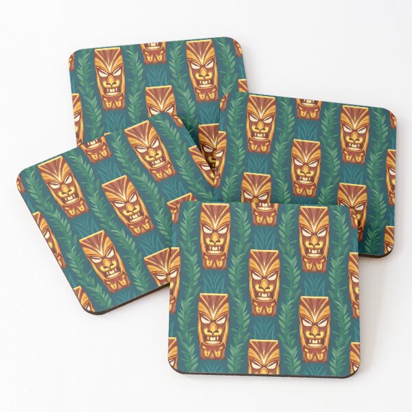 Item preview, Mid Century Tiki Face Pattern designed and sold by Tamas Das.