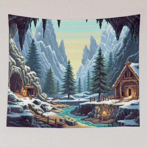Item preview, Skyrim Village Cove Pixel Art designed and sold by Jake-Carter0.