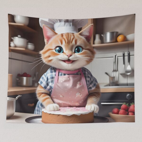 Item preview, funny cat bakes cake, boss designed and sold by Mauswohn.