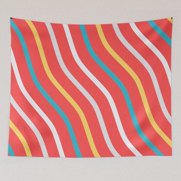 Item preview, Teal, White And Yellow Waves On Pink Pattern designed and sold by PatternsPalette.