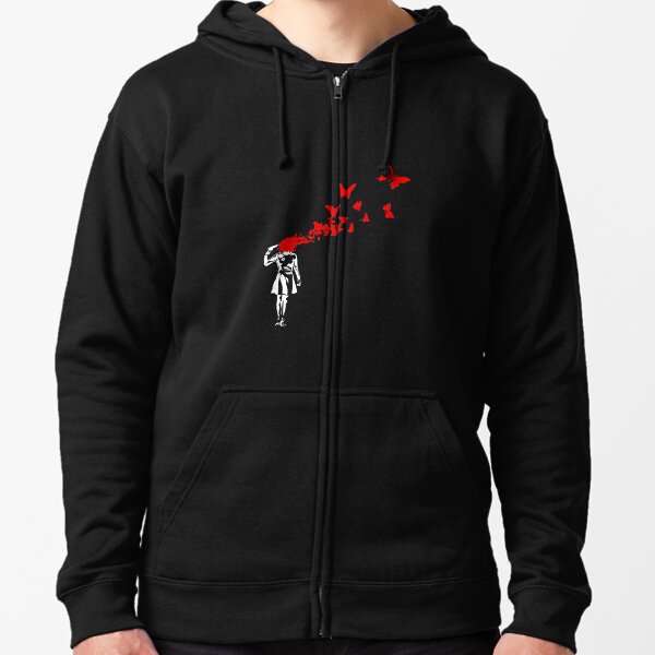 Banksy - Girl Butterfly Zipped Hoodie