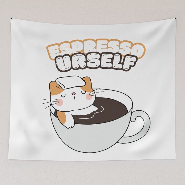 Item preview, Espresso Urself Funny Cute cat Coffee Lover designed and sold by CyberArtistOne.