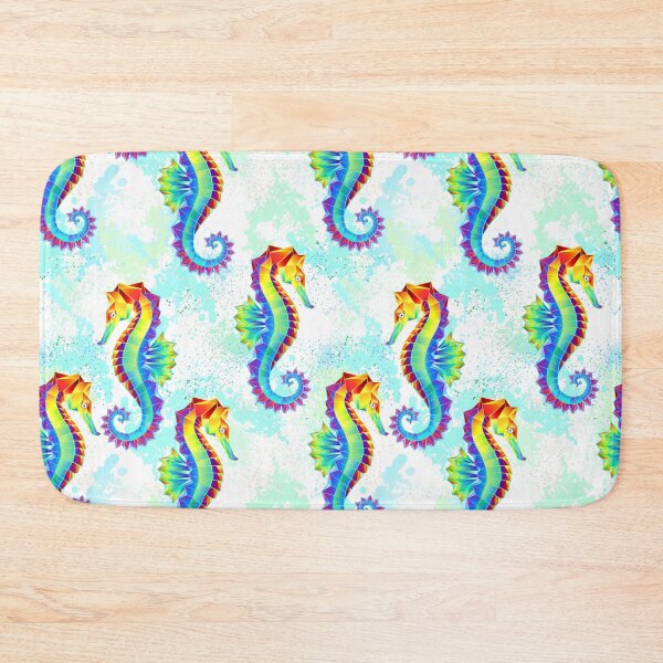Item preview, Seamless with rainbow polygonal seahorse designed and sold by Blackmoon9.