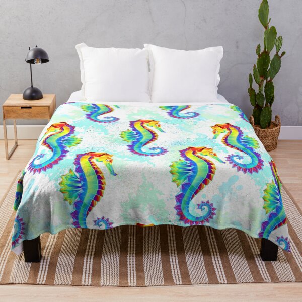 Item preview, Seamless with rainbow polygonal seahorse designed and sold by Blackmoon9.