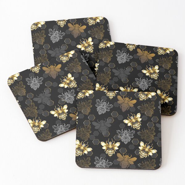 Item preview, Seamless pattern of polygonal bees designed and sold by Blackmoon9.