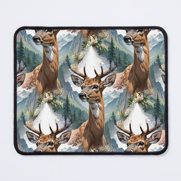 Item preview, Whitetail Deer Surrounded By Mountain Laurel Flowers Pattern designed and sold by taiche.