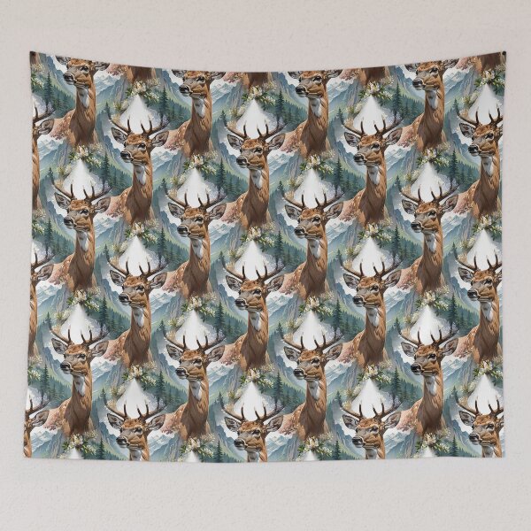 Item preview, Whitetail Deer Surrounded By Mountain Laurel Flowers Pattern designed and sold by taiche.