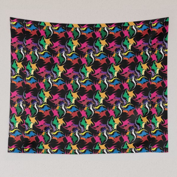 Item preview, A swirling pattern of multi-colored shapes forms a black background. designed and sold by wonghong.