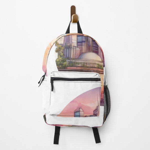 Item preview, Detailed Watercolor City Sunset Sticker with Floral Touch (1401) designed and sold by WASjourney.