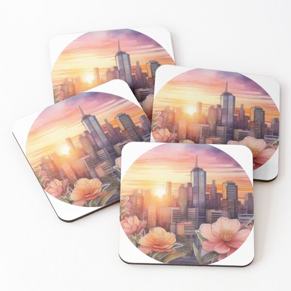 Item preview, City Sunset Floral Sticker (1402) designed and sold by WASjourney.