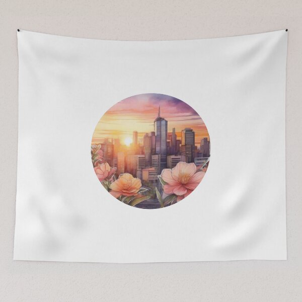 Item preview, City Sunset Floral Sticker (1402) designed and sold by WASjourney.